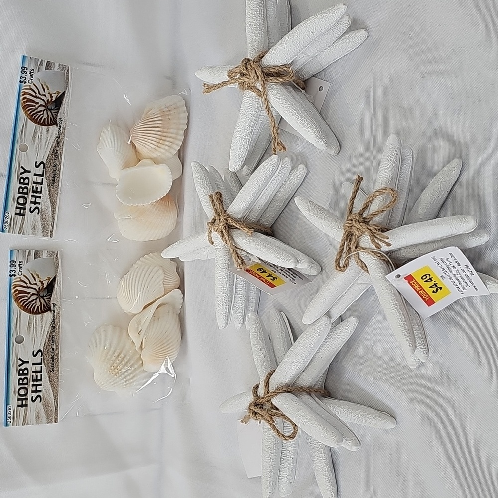 Hobby Lobby White Starfish and Shell Set Beach Coastal Nutical Decor